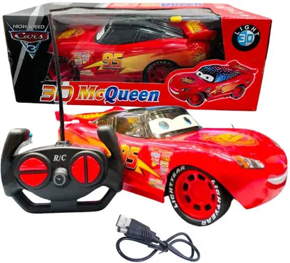RC McQueen Remote Control Car For Kids 3–10 Years – 3D Lights, Rechargeable Battery