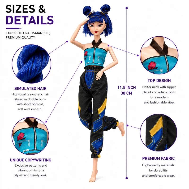 K-POP Demon Hunters Fashion Happy Doll Pack Of 3 Dolls Rumi, Mira, Zoey Length Approx. 30 cm Moveable Joints & Head