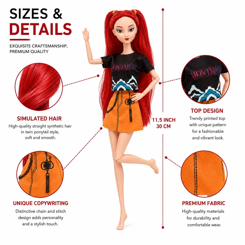 K-POP Demon Hunters Fashion Happy Doll Pack Of 3 Dolls Rumi, Mira, Zoey Length Approx. 30 cm Moveable Joints & Head