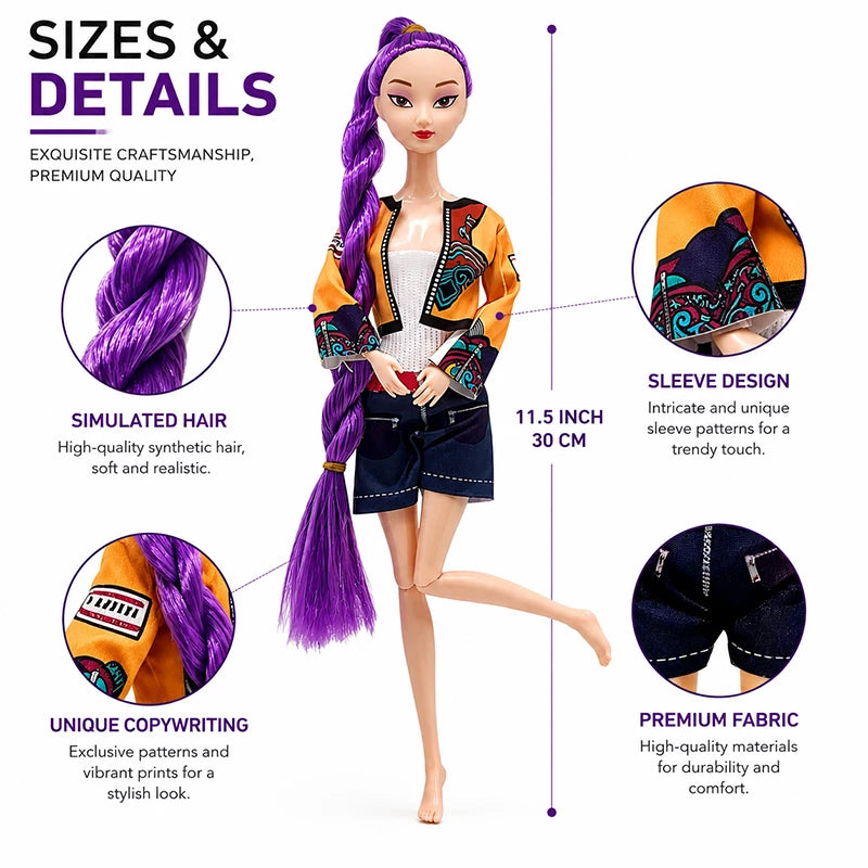 K-POP Demon Hunters Fashion Happy Doll Pack Of 3 Dolls Rumi, Mira, Zoey Length Approx. 30 cm Moveable Joints & Head