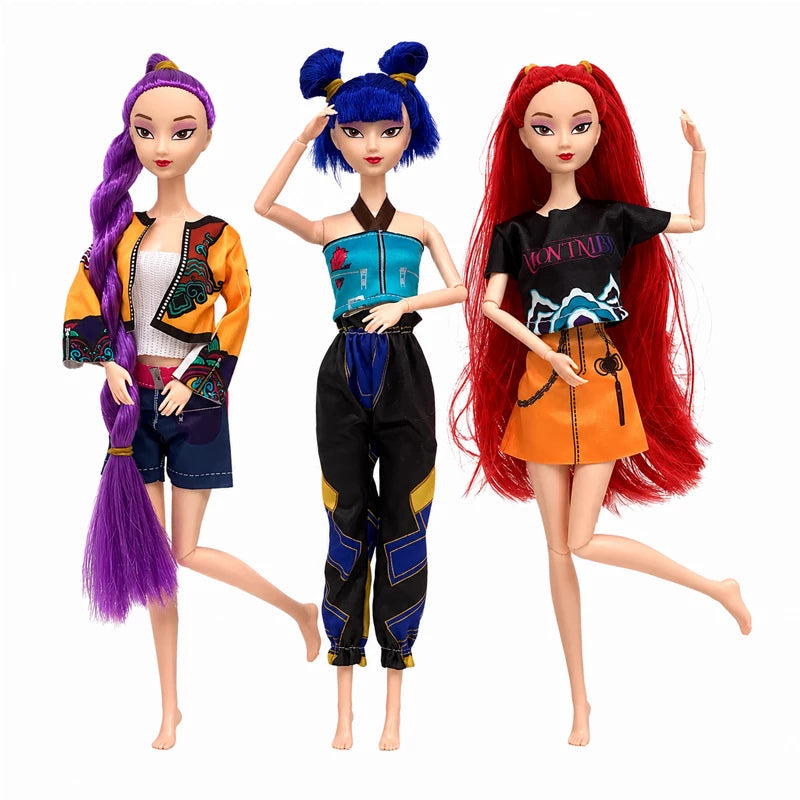 K-POP Demon Hunters Fashion Happy Doll Pack Of 3 Dolls Rumi, Mira, Zoey Length Approx. 30 cm Moveable Joints & Head